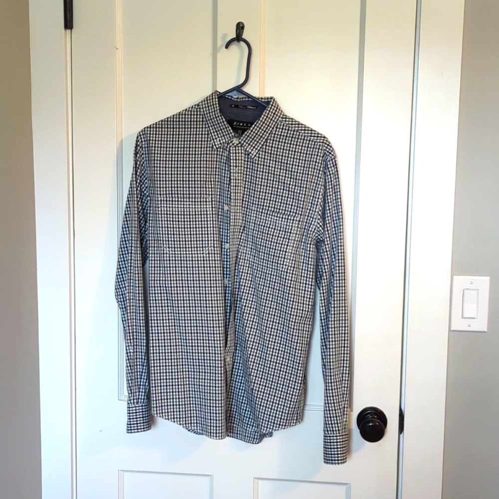 Mens Dress Shirt Button Down Blue Plaid